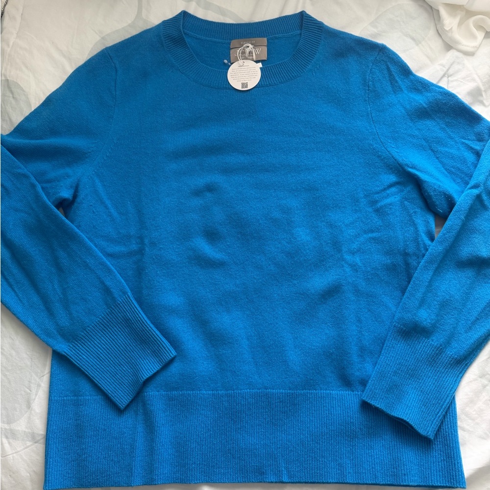 As Is J. Crew Vibrant Blue Cashmere Crewneck Sweater M
